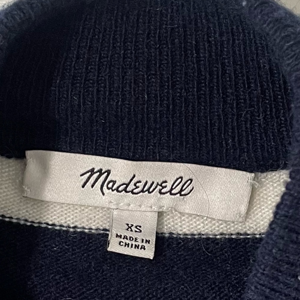 Madewell Wool Blend Navy Blue White Striped Sweater Size XS - Picture 5 of 7